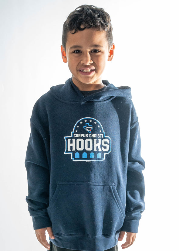 Youth Fleece Hood Primary Logo - Navy