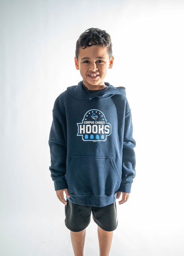 Youth Fleece Hood Primary Logo - Navy